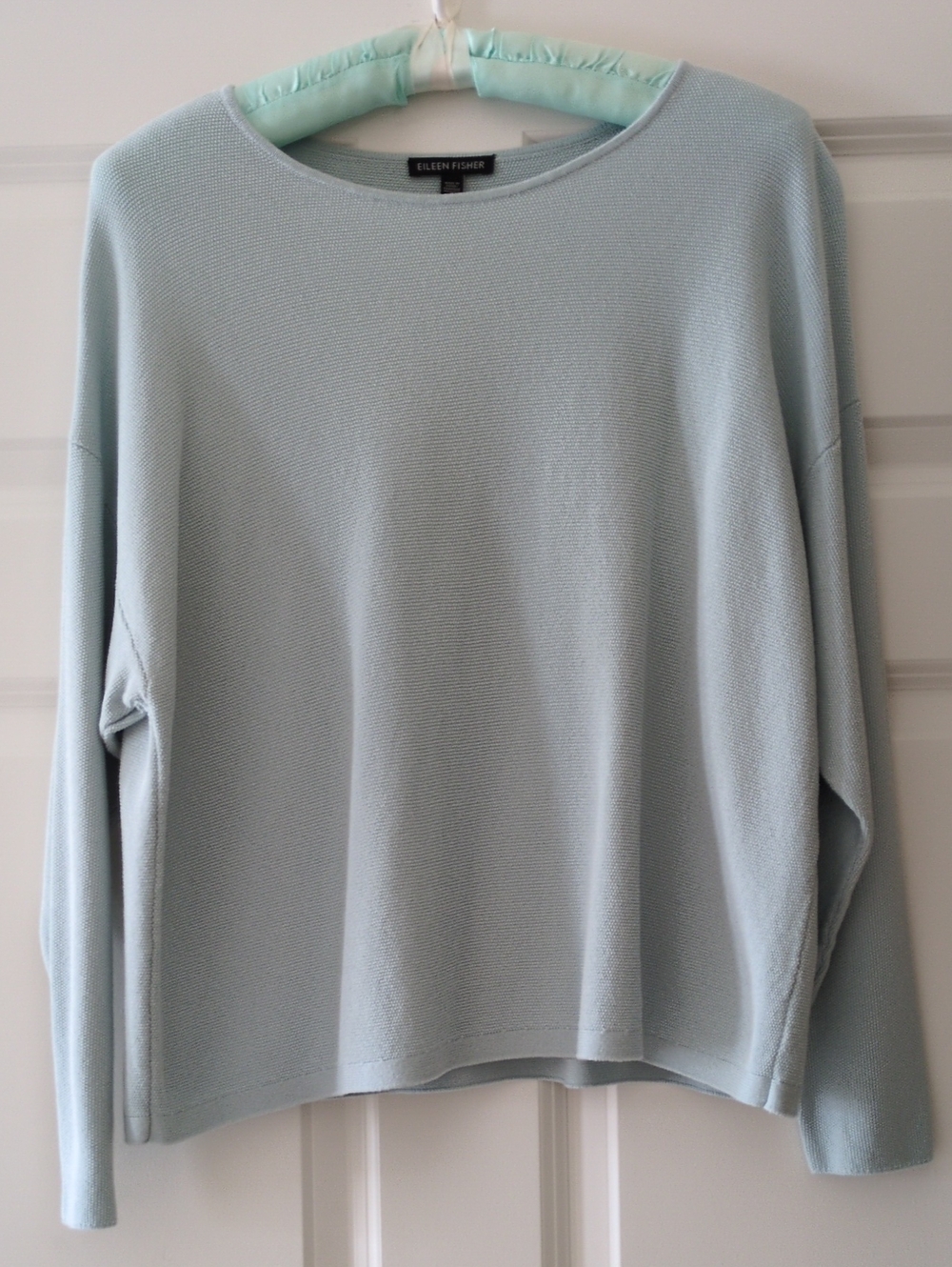 Eileen Fisher Crew neck Top Tencel Blend Blue Gray Drop Shoulder XS